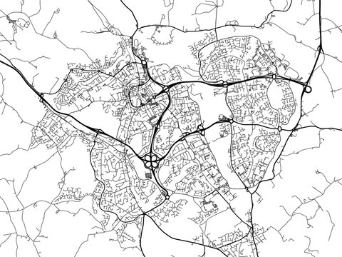 A vector road map of the city of  Redditch in the United Kingdom on a white background.