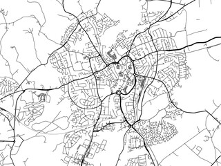 A vector road map of the city of  Kidderminster in the United Kingdom on a white background.