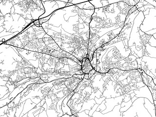 A vector road map of the city of  Huddersfield in the United Kingdom on a white background.