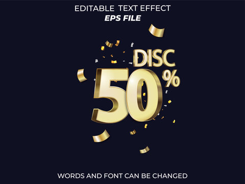 50 percent shopping day special offer discount text effect, 3d text, editable for commercial promotion