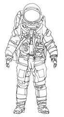Astronaut Line Drawing Spaceman Hand Drawn Graphic Retro Illustration Overlay Layer Illustration