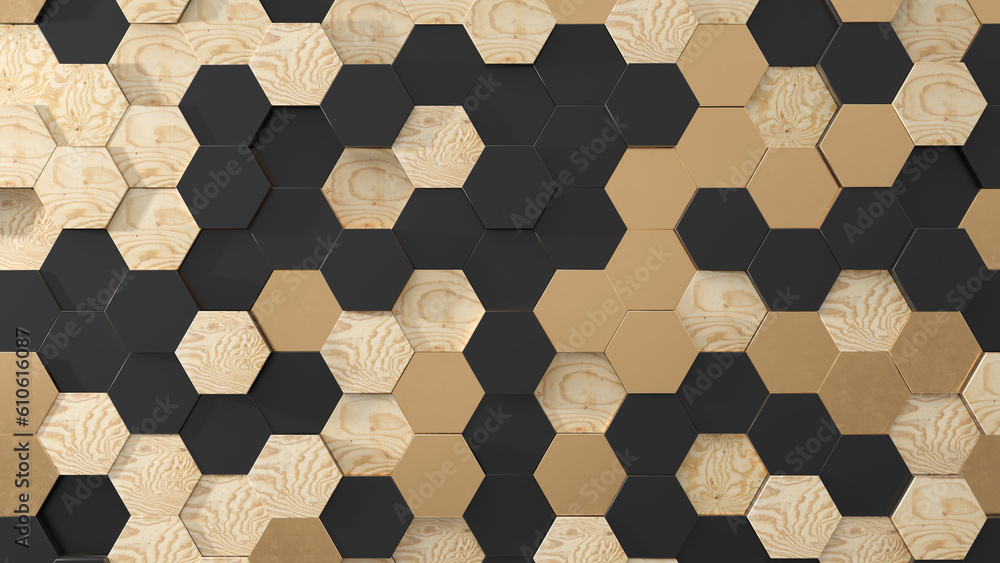 Aufkleber 3d abstract background. abstract hexagon mosaic wall. 3d rendering