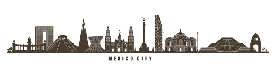 mexico city landmarks metropolitan cathedral vector flat cartoon style historic sight showplace illustration