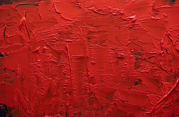 Bright red grungy background from oil paint.