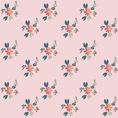 Obraz premium Vector seamless half-drop pattern, with flowers