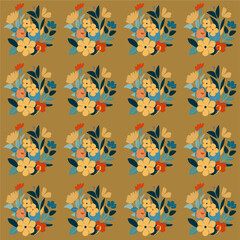 Vector seamless  pattern, with flowers