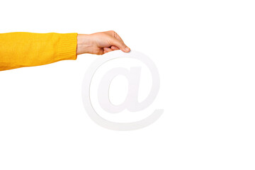 email sign in hand isolated on transparent background