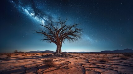 Fototapeta na wymiar Dry tree in the middle of the desert. Generative AI