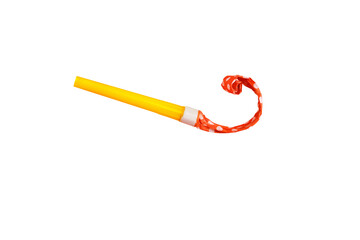 levitating whistle isolated on transparent background, birthday celebration and party concept