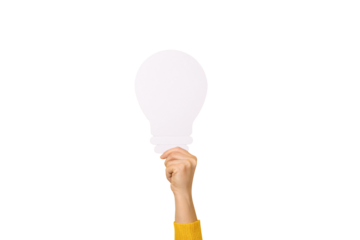 light bulb in hand isolated on transparent background