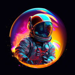 bright colorful astronaut illustration for logo or print. generative Ai