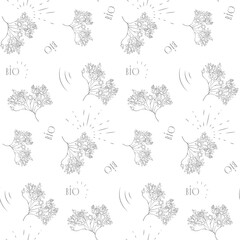 Seamless Pattern With Gray Inflorescence on White Background