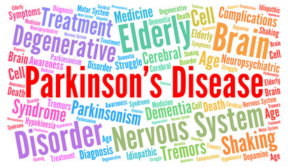 Parkinson's disease word cloud concept
