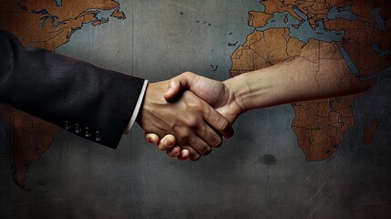 Business deal agreement with a handshake generated by AI