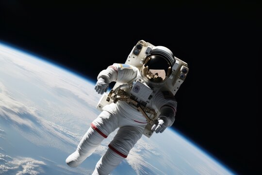 An astronaut floating in space with the Earth in the back, Generative ai
