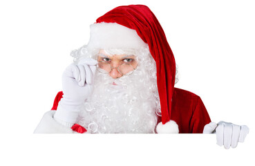 Naklejka premium Portrait of smiling Santa Claus on white background