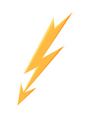Yellow lightning icon concept. Electricity, battery and power, high voltage. Symbol of speed anfd power. Danger and caution. Cartoon flat vector illustration isolated on white background