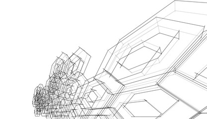 abstract 3d architecture vector illustration