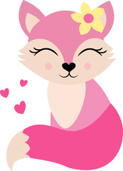 cute baby girl fox vector 