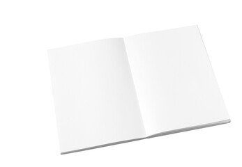 White blank spread notebook clipping viewed from an oblique angle