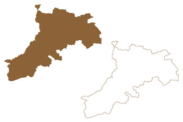 Reutte district (Republic of Austria or Österreich, Tyrol or Tirol state) map vector illustration, scribble sketch Bezirk Reutte map