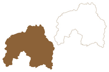 Landeck district (Republic of Austria or Österreich, Tyrol or Tirol state) map vector illustration, scribble sketch Bezirk Landeck map