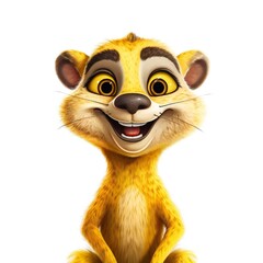Happy meerkat mongoose cartoon on white background Generative AI