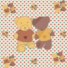 creepy kawaii teddy seamless background