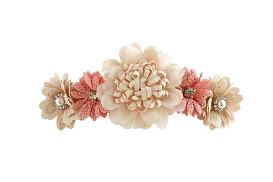 Red Beige Flower Crown Front View isolated on white background with clipping paths