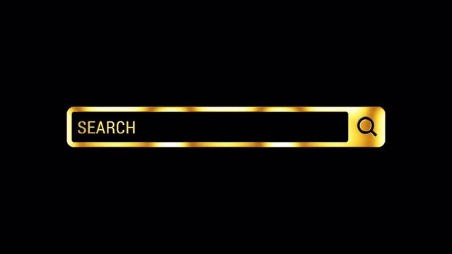 Loop Search bar golden shine light motion effect animation on black abstract background. promote advertising concept isolate using QuickTime Alpha Channel proress 444