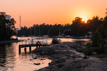 Sunset over the river