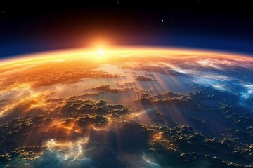 Sun Rising Over the Earth - AI Generative