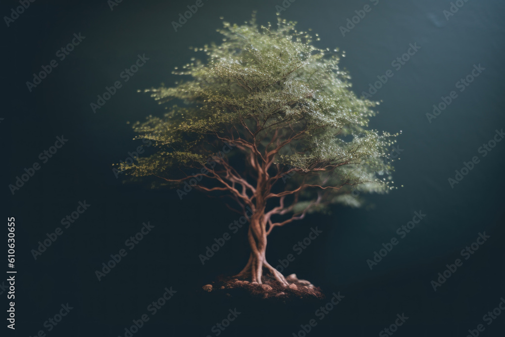 Poster a bonsai tree with a quote on it. generative ai image.