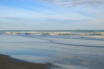 Serenity sea beach wave morning sunrise nature background