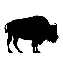 Bison buffalo animal simple silhouette icon vector.	
