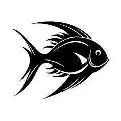 Fish icon. Black silhouette of fish.