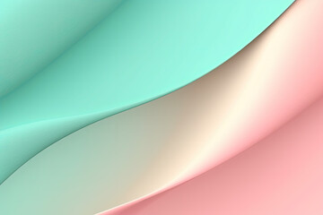 Soft pastel colored background. Pink turquoise beige color waves. Digital Illustration. Generative AI