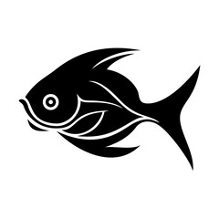 Fish icon. Black silhouette of fish.