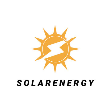 Sun solar energy logo design template