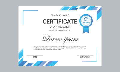 Creative certificate template design, fully editable, simple color. 