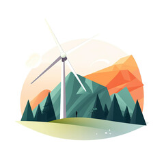 Ai generated illustration Turbine wind power green energy electricity