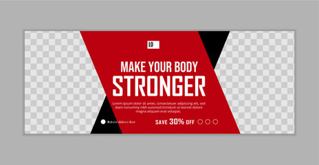 Facebook banners for sports, jogging, gym facebook cover template for your company. - obrazy, fototapety, plakaty