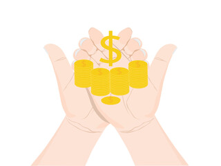 Dollar money in the hands of a woman.