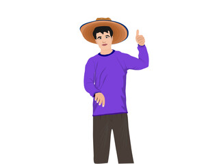 Male farmer on white background.