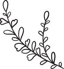 Outline vector wild herb. Hand drawn vector doodle illustration of a flat floral branch. Design for a botanical concept.