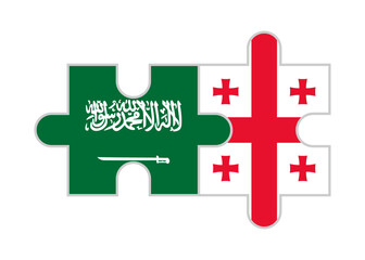 Obraz premium puzzle pieces of saudi arabia and georgia flags. vector illustration isolated on white background