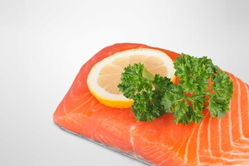 Fresh red tasty fish fillet with lemon