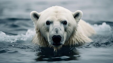 Fototapeta premium close up portrait of the polar bear in the water 