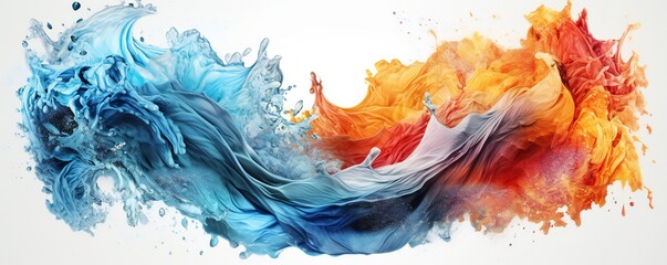 Light soft air wave background in red hot and cold blue