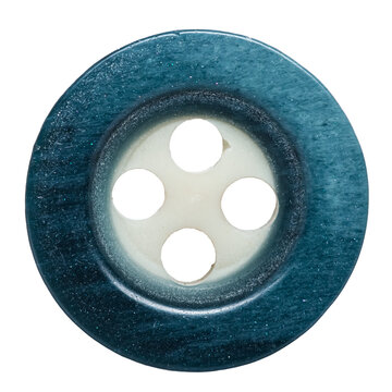 One single dark blue cut out button isolated on white or transparent background
